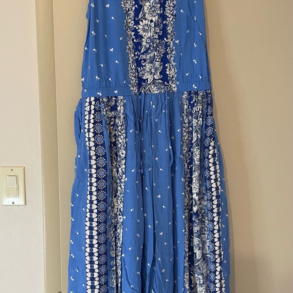 LOFT Blue and White Floral Dress